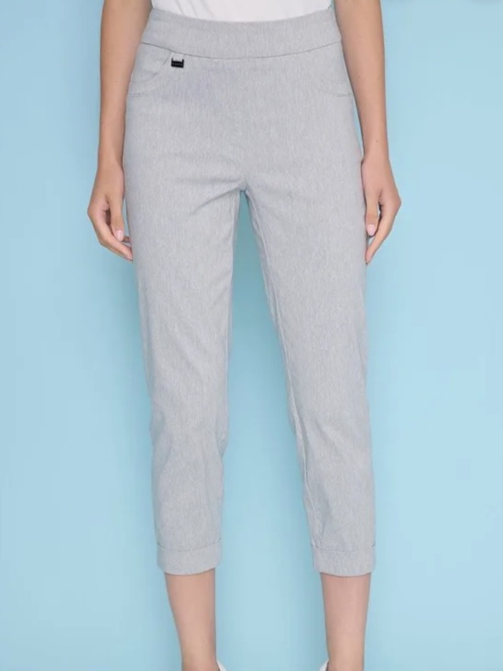 New Light Heather Gray Cuffed Capri Pull on Pants